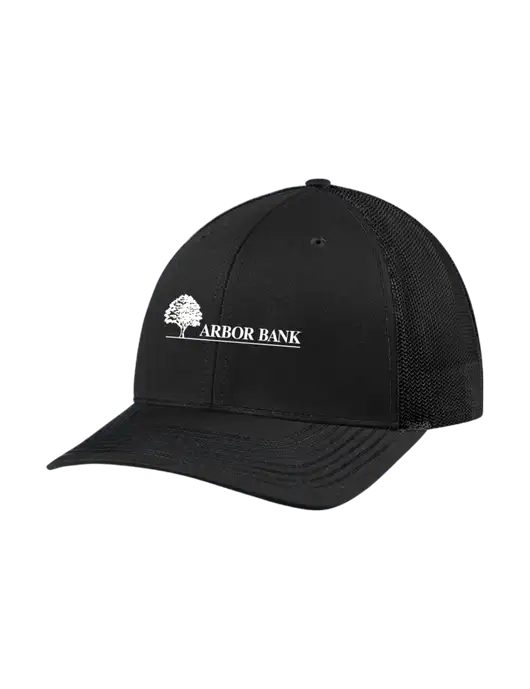 Richardson Adjustable Snapback Original 112 Trucker Cap Black w/Black Mesh w/Arbor Bank Logo
