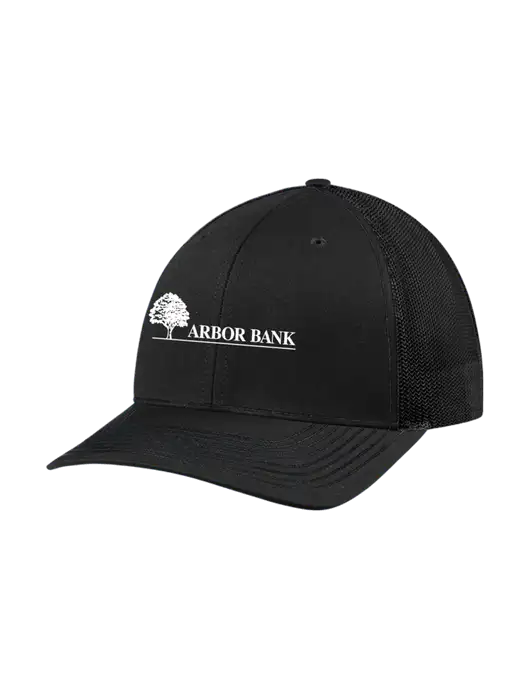 Richardson Adjustable Snapback Original 112 Trucker Cap Black w/Black Mesh w/Arbor Bank Logo