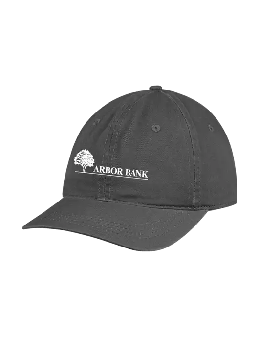 Garment Washed Unstructured Twill Charcoal Cap w/Arbor Bank Logo