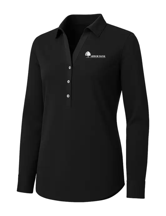 Womens Black City Stretch Shirt w/Arbor Bank Logo