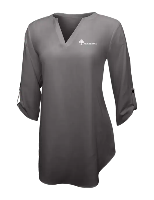Dark Grey Womens 3/4 Sleeve Tunic Blouse w/Arbor Bank Logo