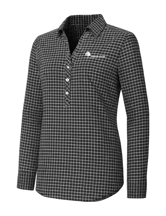 Womens Dark Grey/White City Stretch Shirt w/Arbor Bank Logo