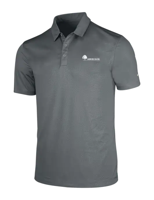 NIKE Medium Grey Dri-Fit Embossed Tri-Blade Polo w/Arbor Bank Logo