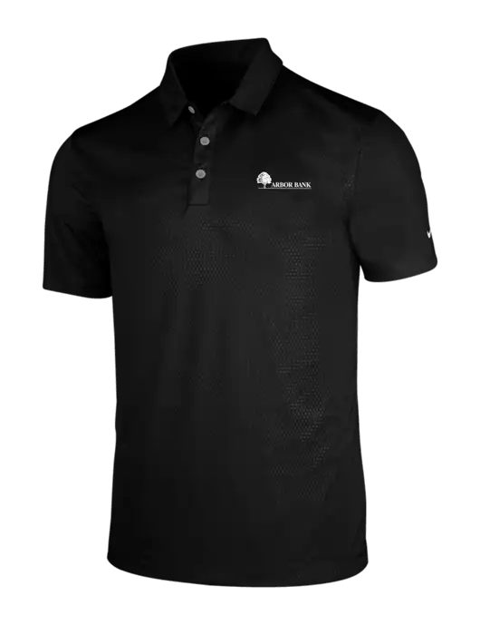 NIKE Black Dri-Fit Embossed Tri-Blade Polo w/Arbor Bank Logo