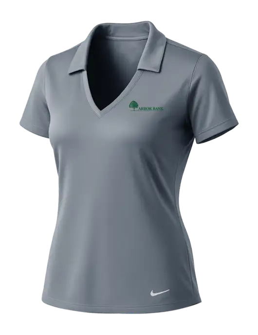NIKE Medium Grey Womens Dri-Fit Vertical Mesh Polo w/Arbor Bank Logo