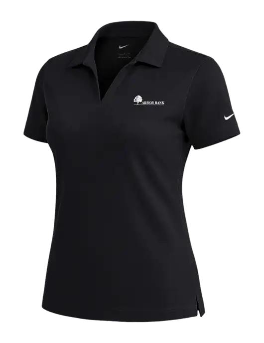 NIKE Black Womens Dri-Fit Micro Pique Polo w/Arbor Bank Logo