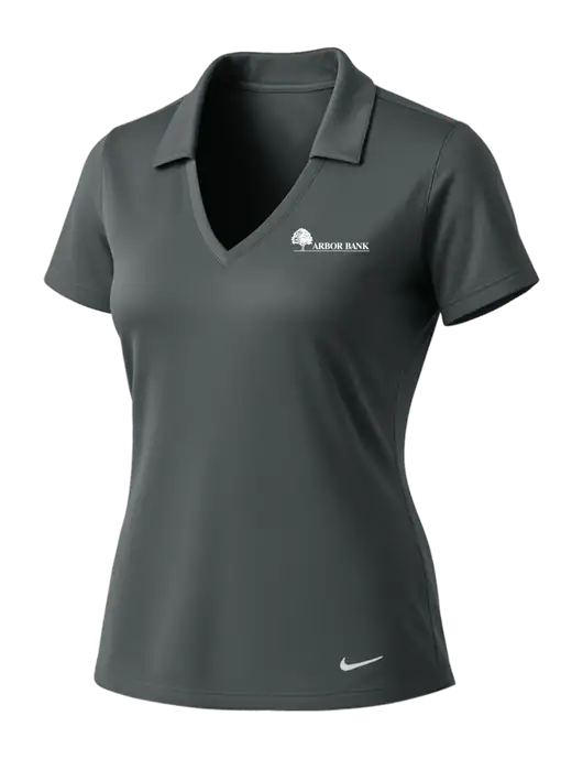NIKE Dark Grey Womens Dri-Fit Vertical Mesh Polo w/Arbor Bank Logo