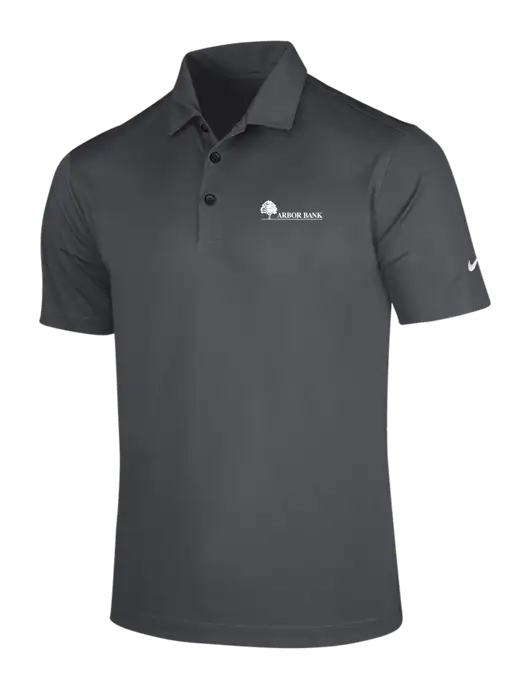 NIKE Dark Grey Dri-Fit Vertical Mesh Polo w/Arbor Bank Logo