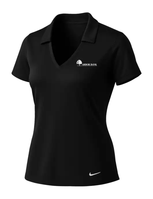 NIKE Black Womens Dri-Fit Vertical Mesh Polo w/Arbor Bank Logo