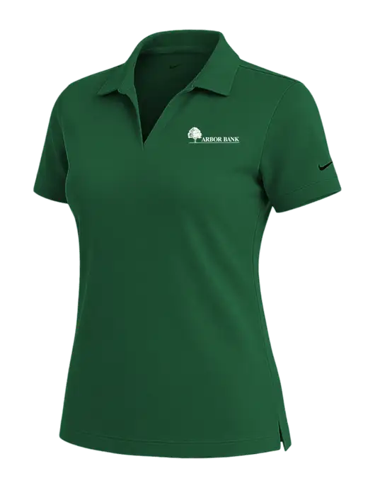 NIKE Dark Green Womens Dri-Fit Micro Pique Polo w/Arbor Bank Logo