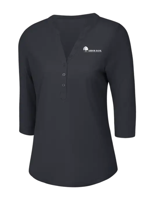 OGIO Charcoal Grey Jewel Henley w/Arbor Bank Logo