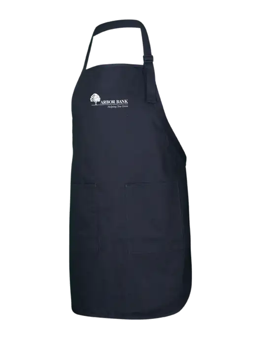 Full-Length Black Apron With Pockets w/Arbor Bank Logo