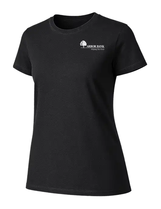 Womens Ring Spun Jet Black 4.5 oz T-Shirt w/Arbor Bank Logo
