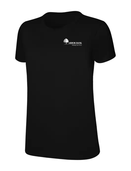 Womens Ring Spun Jet Black 4.5 oz T-Shirt w/Arbor Bank Logo