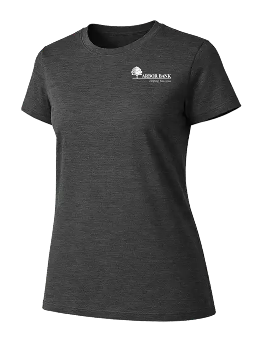 Womens Ring Spun Dark Heather Grey 4.5 oz T-Shirt w/Arbor Bank Logo