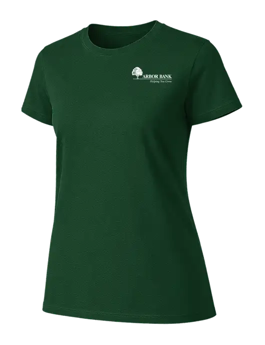 Womens Ring Spun Forest Green 4.5 oz T-Shirt w/Arbor Bank Logo