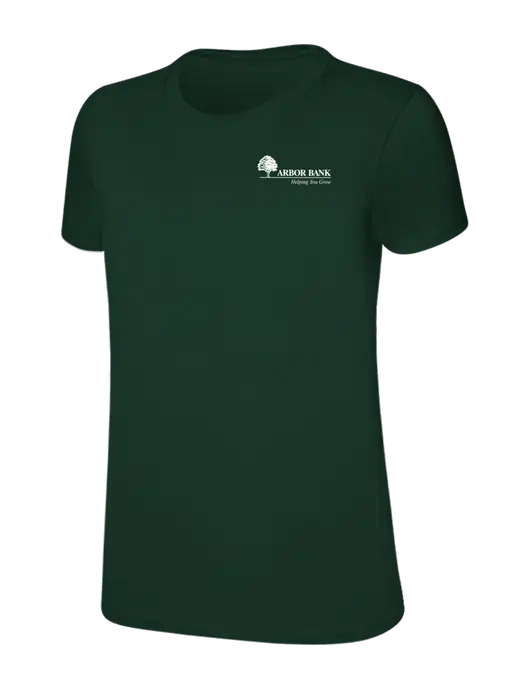 Womens Ring Spun Forest Green 4.5 oz T-Shirt w/Arbor Bank Logo