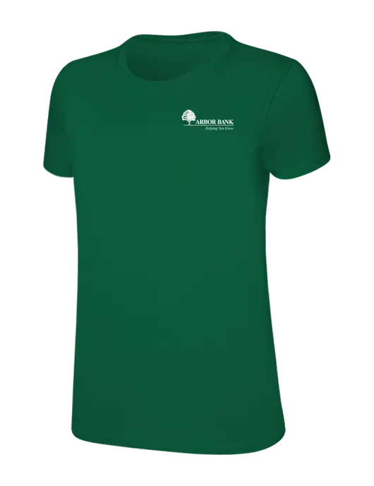 Womens Ring Spun Kelly Green 4.5 oz T-Shirt w/Arbor Bank Logo