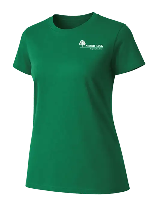 Womens Ring Spun Kelly Green 4.5 oz T-Shirt w/Arbor Bank Logo