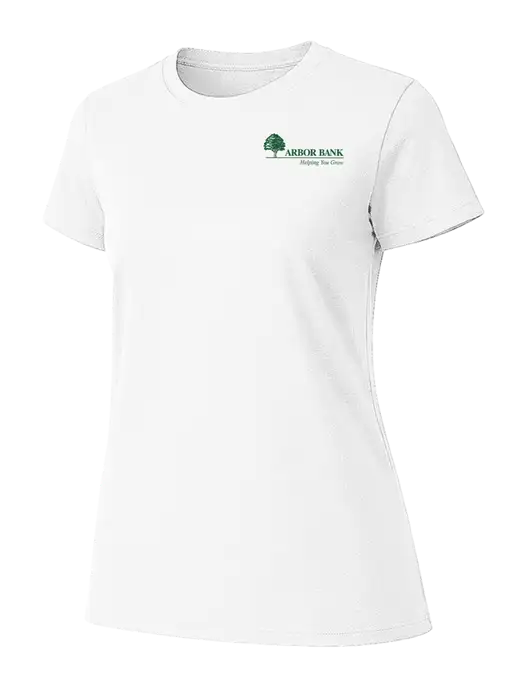 Womens Ring Spun White 4.5 oz T-Shirt w/Arbor Bank Logo