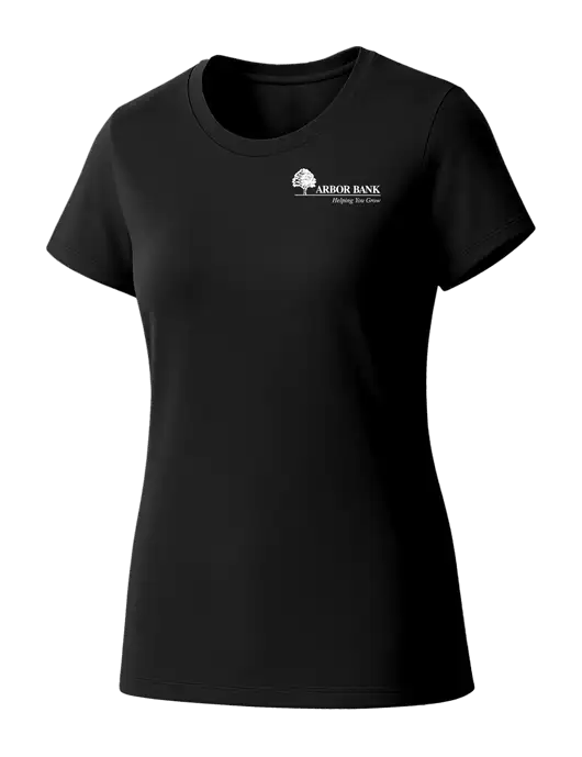 Womens Seriously Soft Black T-Shirt w/Arbor Bank Logo
