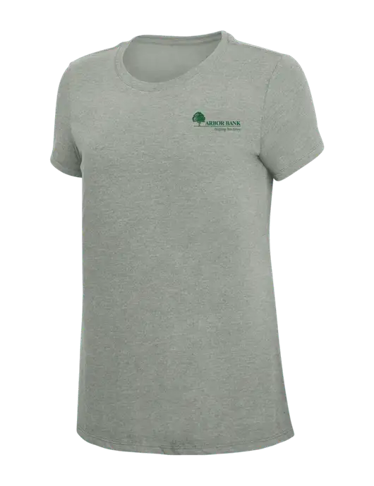 Womens Simply Soft Grey Frost 4.5oz  Poly/Combed Ring Spun Cotton T-Shirt w/Arbor Bank Logo