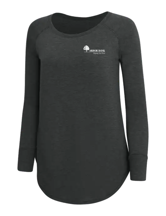 Womens Perfect Wide Collar Tunic Tri-Blend Black Frost 4.5 oz T-Shirt w/Arbor Bank Logo