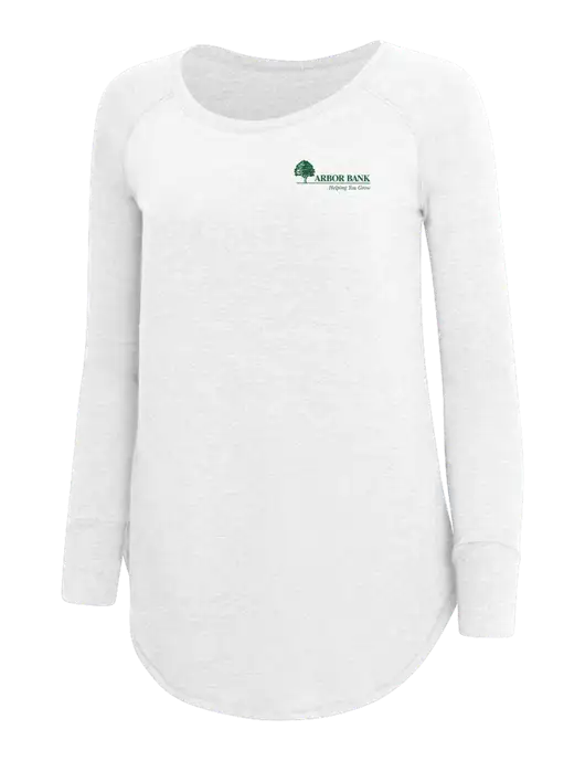 Womens Perfect Wide Collar Tunic Tri-Blend White 4.5 oz T-Shirt w/Arbor Bank Logo