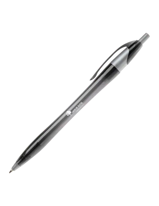Novella Translucent Black/Silver Jewel Pen - Blue Ink w/Arbor Bank Logo