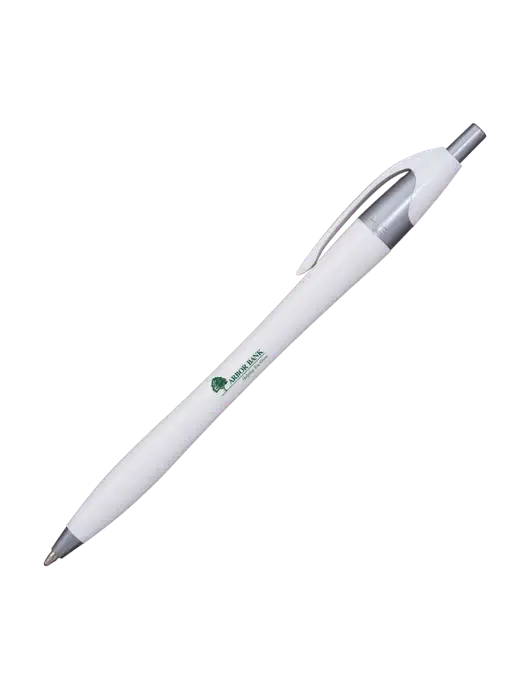 Novella White/Silver Shimmer Pen - Blue Ink w/Arbor Bank Logo