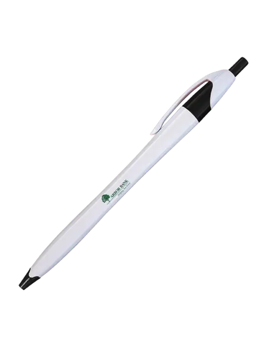 Novella White/Black Classic Pen - Blue Ink w/Arbor Bank Logo