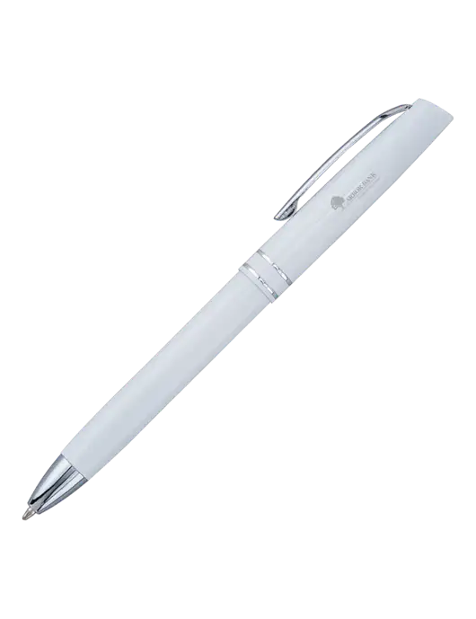 White Anguilla Black Ink Pen w/Arbor Bank Logo