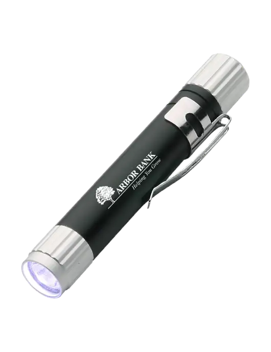 Black Aluminum LED Penlight w/Arbor Bank Logo