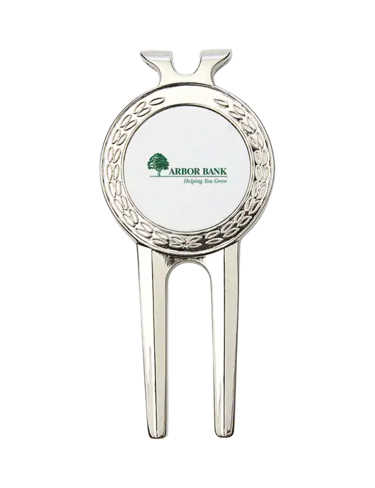 Silver Divot Tool, 1.5 x 3 w/Arbor Bank Logo