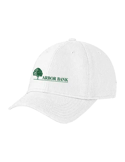 White Structured Soft Snap Closure Hook & Loop Cap w/Arbor Bank Logo