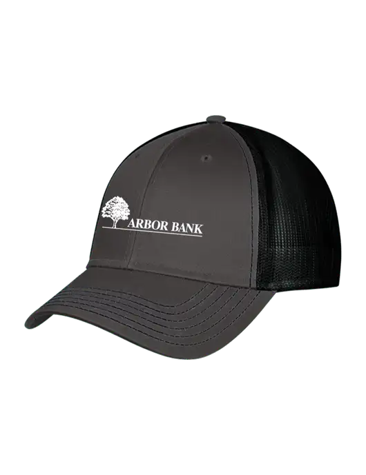 Charcoal & Black Mesh Trucker Cap Snap Back w/Arbor Bank Logo