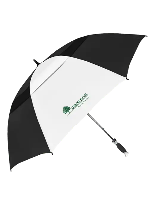Black/White Vented Typhoon Tamer Golf Umbrella w/Arbor Bank Logo