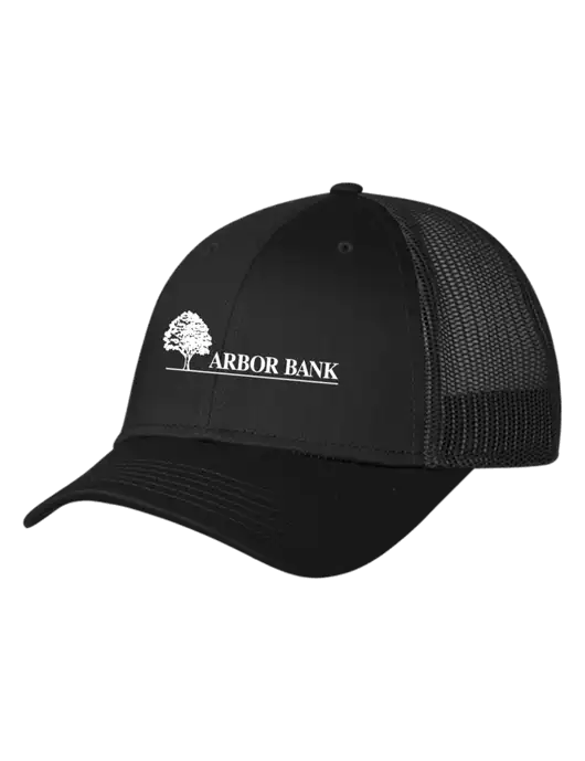 Black Mesh Trucker Cap Snap Back w/Arbor Bank Logo