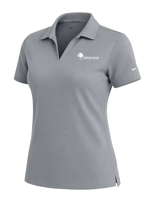 NIKE Medium Grey Womens Dri-Fit Micro Pique Polo w/Arbor Bank Logo
