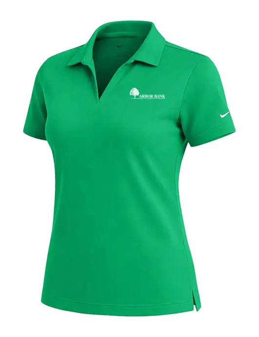 NIKE Kelly Green Womens Dri-Fit Micro Pique Polo w/Arbor Bank Logo