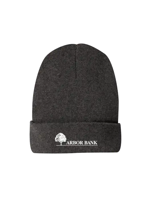 Recycled Charcoal Heather Beanie w/Arbor Bank Logo