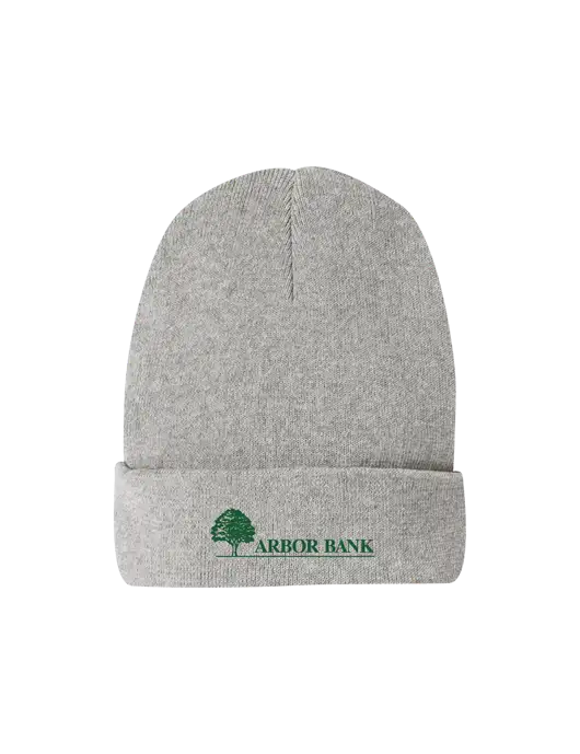 Recycled Light Heather Grey Beanie w/Arbor Bank Logo
