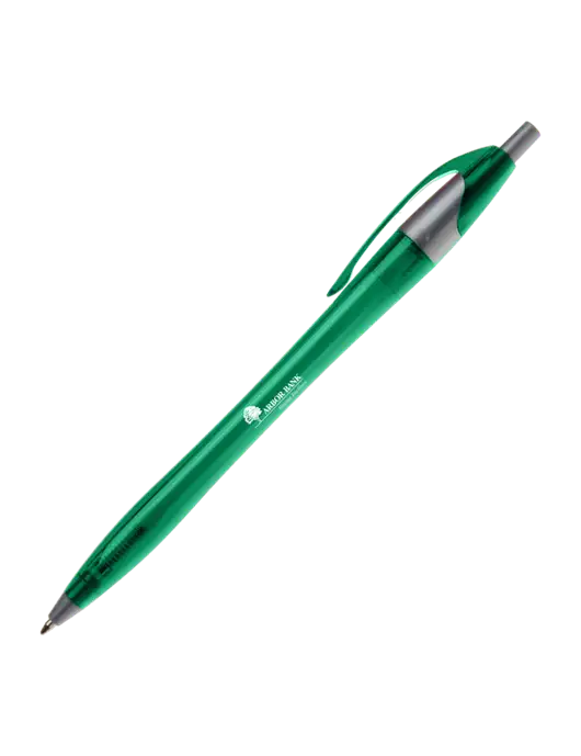 Novella Translucent Green/Silver Jewel Pen - Blue Ink w/Arbor Bank Logo