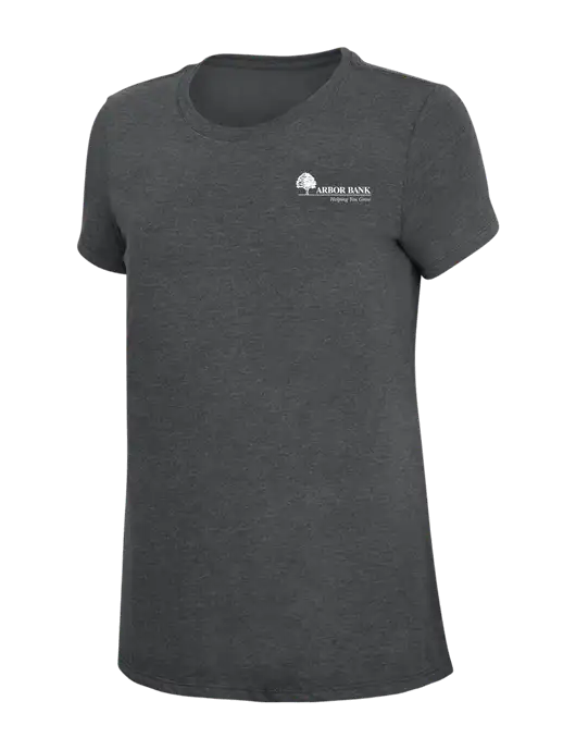 Womens Simply Soft Charcoal 4.5oz Poly/Combed Ring Spun Cotton T-Shirt w/Arbor Bank Logo