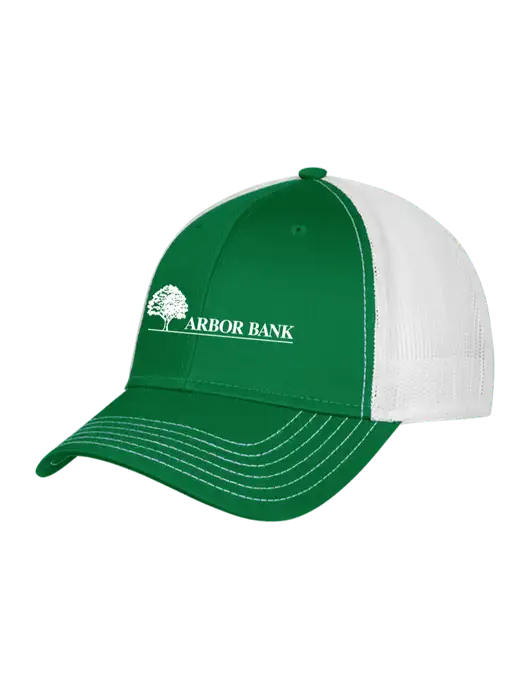 Kelly & White Mesh Trucker Cap Snap Back w/Arbor Bank Logo