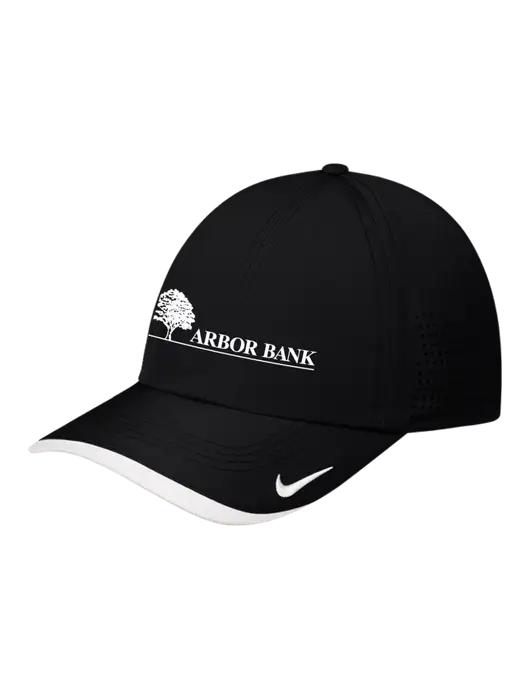 Nike Black/White Dri-FIT Perforated Performance Cap w/Arbor Bank Logo