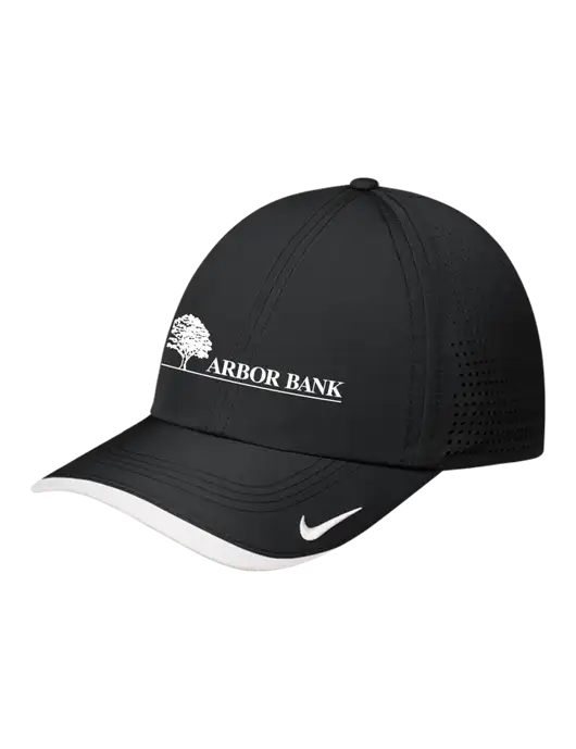 Nike Black/White Dri-FIT Perforated Performance Cap w/Arbor Bank Logo