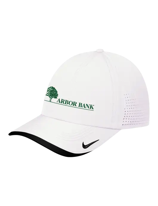 Nike White/Black Dri-FIT Perforated Performance Cap w/Arbor Bank Logo