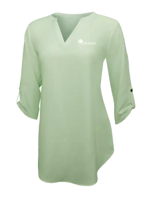 Very Light Green Womens 3/4 Sleeve Tunic Blouse w/Arbor Bank Logo