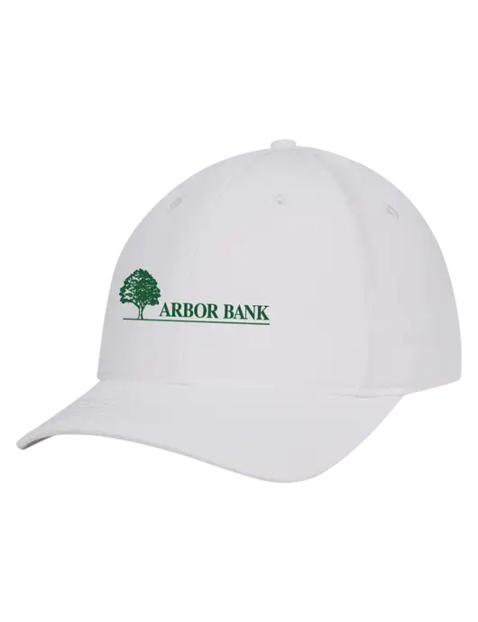 White Nylon Twill Performance Cap w/Arbor Bank Logo